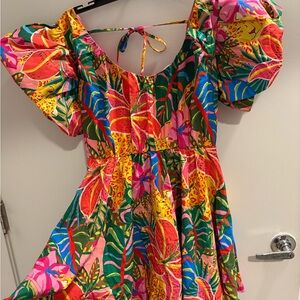 Vibrant Floral Puff Sleeve Dress